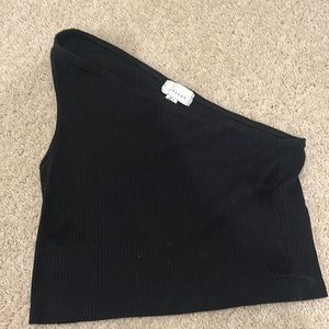 topshop black one shoulder tank
